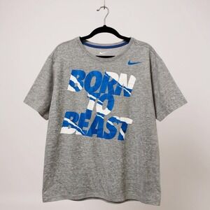 Nike Dri-Fit Athletic Cut "Born To Beast" Graphic Tee XXL Gray &‎ Blue